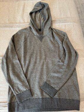 Vince Men's Gray Heather Knit Hooded Crewneck Sweater